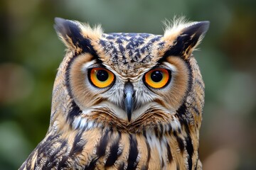 Fototapeta premium Owl's face, with bright eyes.