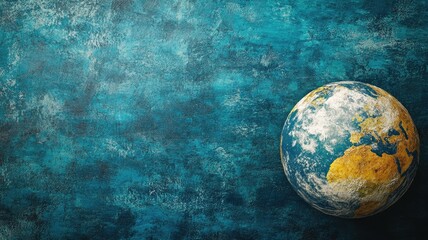 Planet Earth against blue textured background