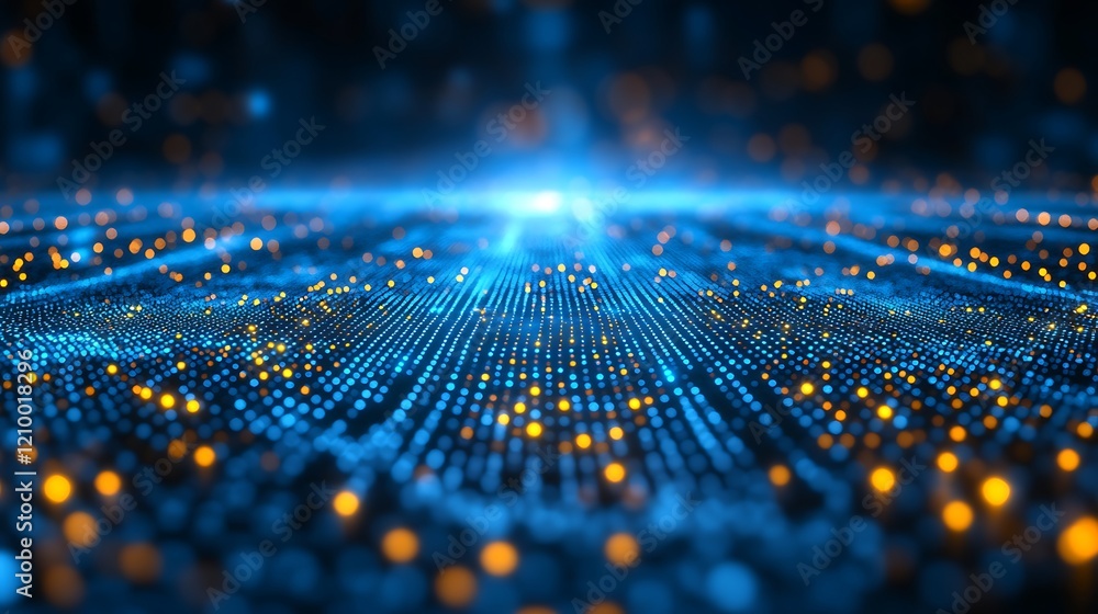Poster digital landscape: a captivating abstract image of a futuristic digital landscape with a bright ligh
