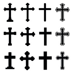 vector set of ktistian crosses in flat style on white background