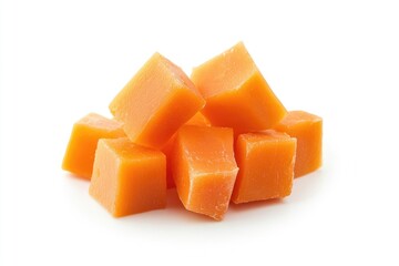 papaya chunks on white background MONA