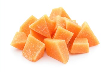 papaya chunks on white background MONA