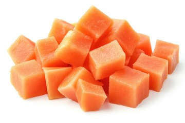 papaya chunks on white background MONA