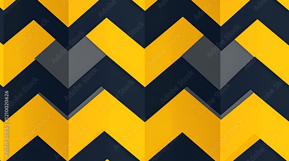 Poster geometric chevron pattern: a bold, dynamic chevron pattern featuring a vibrant yellow and black colo