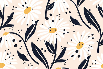 Daisies  trendy minimalistic background. Floral background.