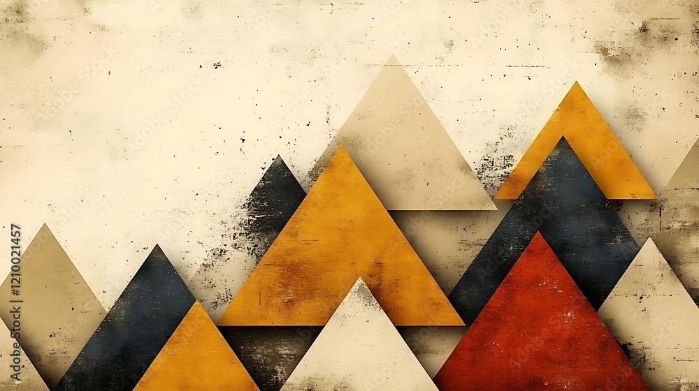 Aufkleber abstract geometric triangles: a captivating abstract artwork featuring an arrangement of textured tr