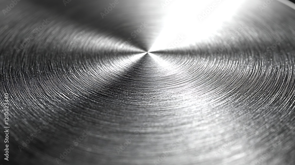 Poster brushed metal texture: close-up view of brushed metal surface with concentric circular patterns, ref