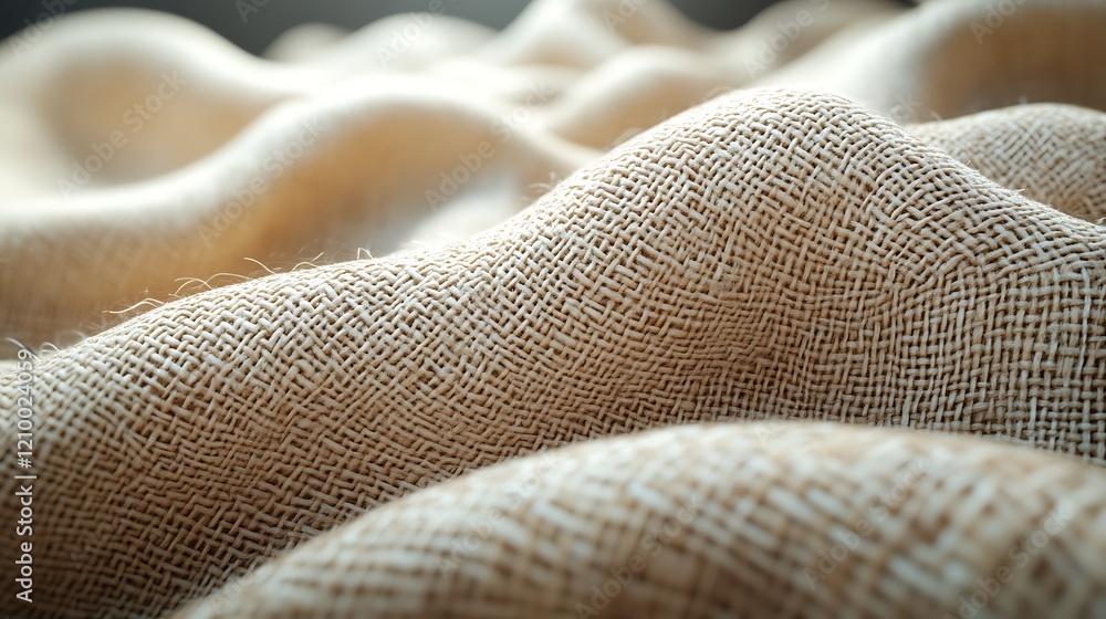 Poster burlap texture: close-up of rustic burlap fabric, showcasing its textured weave and natural color. t