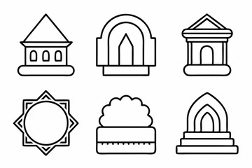 Line Art Border Elements Silhouette Vector Icon Set,creative line art, digital border decoration, linear border icons.