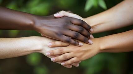 Diverse Hands Together Symbolizing Unity and Collaboration