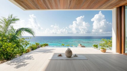 Stunning Luxury Tropical Villa Overlooking Serene Ocean and Beach Landscape