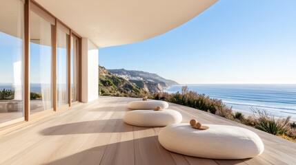 Obraz premium Stunning Coastal Villa with Panoramic Ocean Views and Luxurious Modern Interior