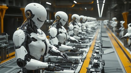 Future Factory Robots Automated Assembly Line Production