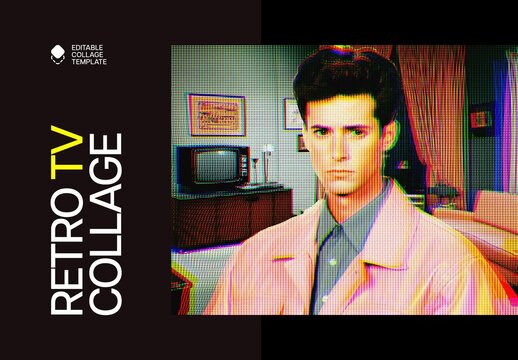 Retro TV Collage Effect Mockup WIth Generative AI