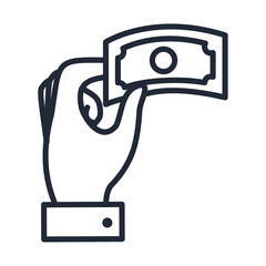 money bills in hand icon line