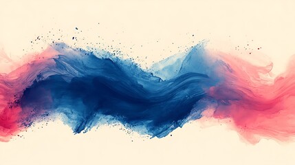 Abstract Watercolor Harmony:  A mesmerizing abstract composition with vibrant splashes of blue and red watercolor paint blending seamlessly, creating a sense of unity and movement.