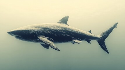 Obraz premium Oceanic shark swimming, underwater, tranquil background, nature documentary