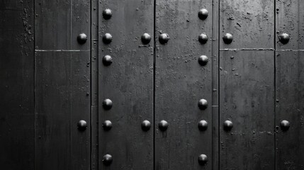 Fototapeta premium a black and white photo of a metal door