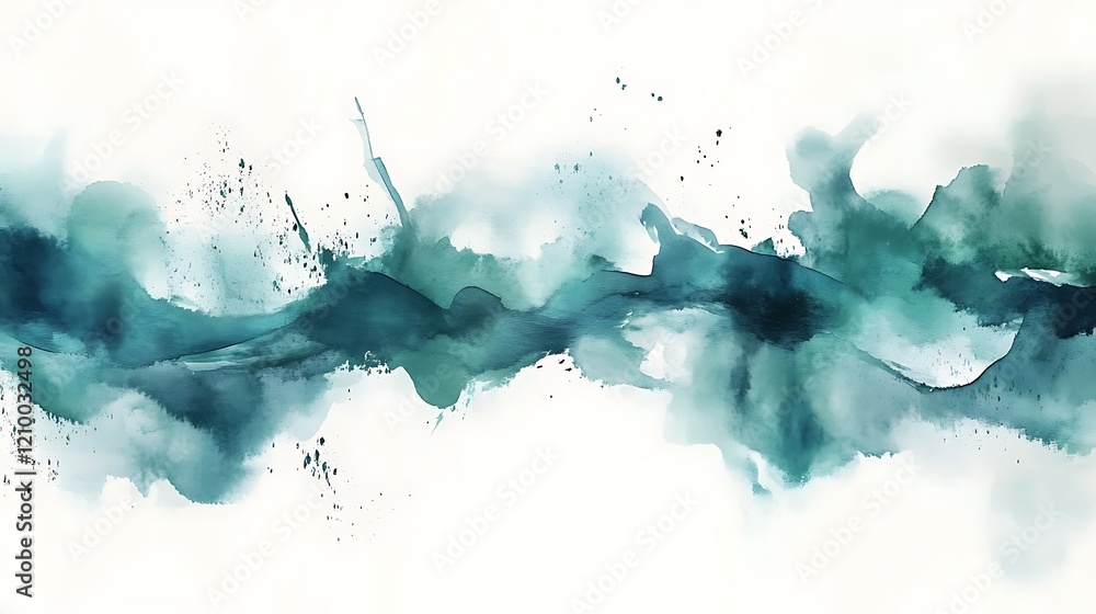 Poster teal abstract flow: an expressive abstract artwork featuring a dynamic flow of teal and blue waterco