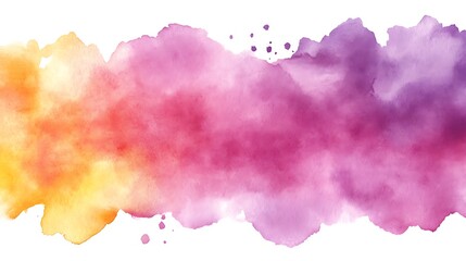 Obraz premium Abstract Watercolor Wash: Vibrant hues of yellow, orange, and purple blend seamlessly in this watercolor wash, creating a dreamy and ethereal effect.