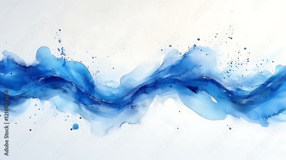 Poster abstract blue wave: an elegant, flowing abstract artwork featuring shades of blue creating a dynamic