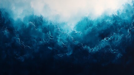Fototapeta premium Abstract Ocean Depths: A mesmerizing abstract painting capturing the swirling depths of an ocean, rendered in various shades of deep blue, creating a sense of mystery and tranquility. 