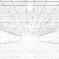 A 3:4 design featuring a minimalist white background with a clean and symmetrical grid pattern, enhanced by soft gradients of light gray within the grid spaces