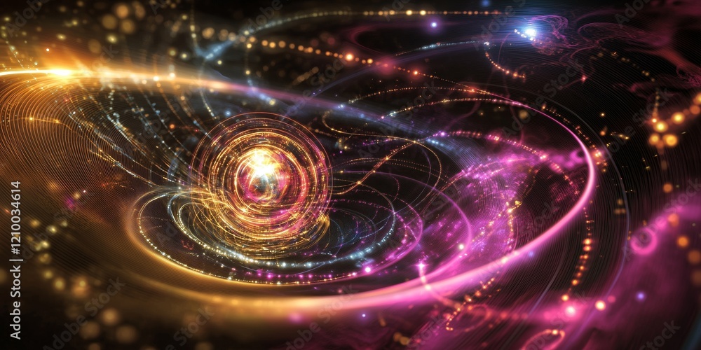 Poster a vibrant display of swirling colors and lights creating an abstract design.