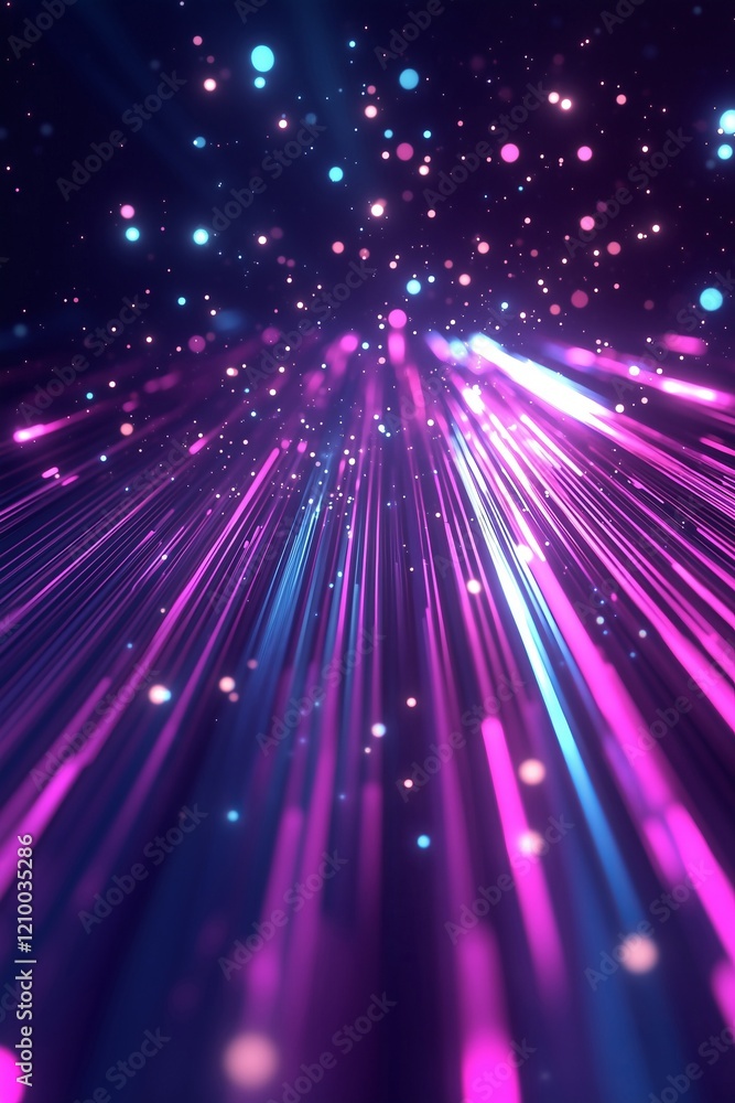 Aufkleber a vibrant background featuring colorful light rays and sparkling particles.