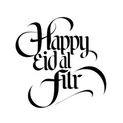 Happy Eid Al-Fitr Greeting with Intricate Calligraphy Design
