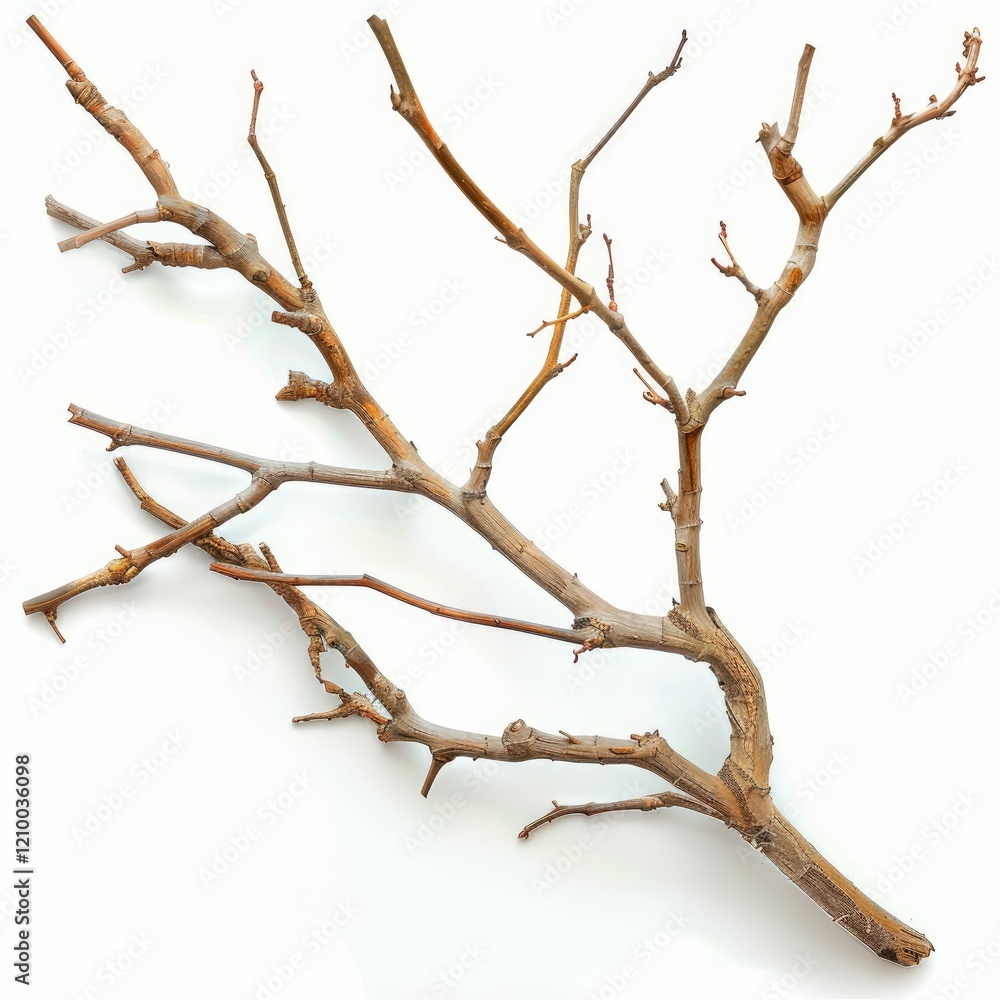 Poster intricate network of a dry tree branch, highlighting the complex structure of nature's wooden archit