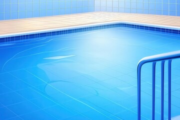 Fototapeta premium A serene indoor swimming pool with clear blue water and tiled walls, creating a peaceful atmosphere for relaxation.