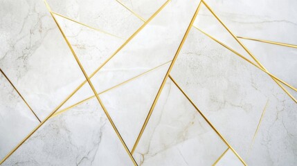 a white and gold marble wall with gold lines