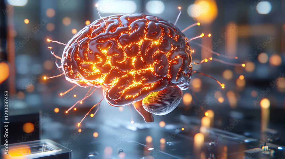 Poster ai generate innovative brain technology concept futuristic lab environment digital art visualization