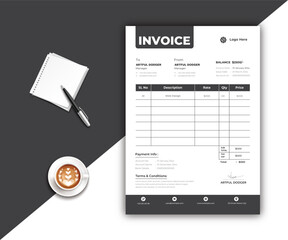 Invoice Layout in Bright Colors with Waikawa Grey.