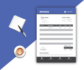 Invoice minimal design template. Business invoice For accounting