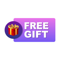 Free gift tag. Element with a gift. Box banner. Vector illustration