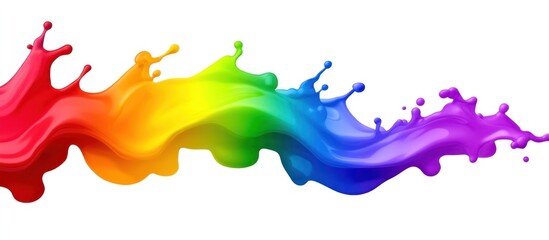 Obraz premium Rainbow paint splash flow, white background, vibrant design