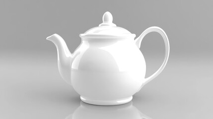 White teapot studio shot, ceramic, kitchenware, neutral background, website design