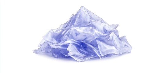 Fototapeta premium Crumpled lavender plastic sheet on white background