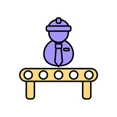 Icon a assembly line, isolated against a clean background.