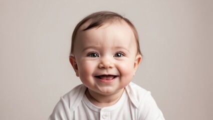 Adorable baby with a big, happy smile. Perfect for themes of joy, childhood, and family.