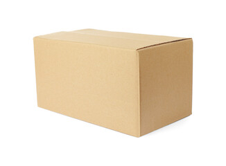 One cardboard parcel box isolated on white