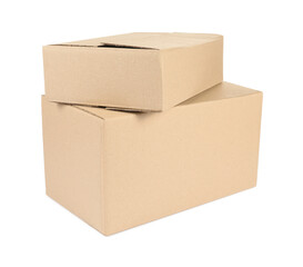 Two cardboard parcel boxes isolated on white