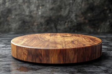 A blank wooden podium with a natural finish. Generative AI