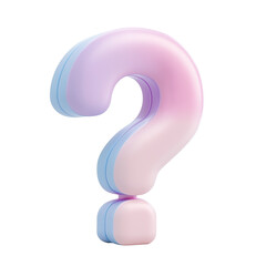 Fototapeta premium 3D pastel pink question mark icon, Isolated on Transparent Background