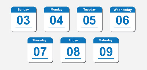 Calendar week day date icon, vector illustration