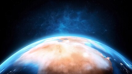 Obraz premium Vibrant Earth View from Space with Atmospheric Perspective and Cosmic Background