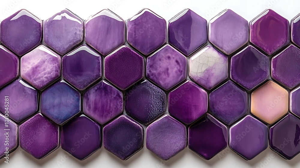 Aufkleber purple hexagon tiles: a minimalist arrangement of purple hexagon tiles with a subtle variation in sh