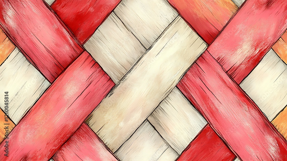 Poster intertwined wood pattern: an abstract background featuring a repeating pattern of woven wooden plank